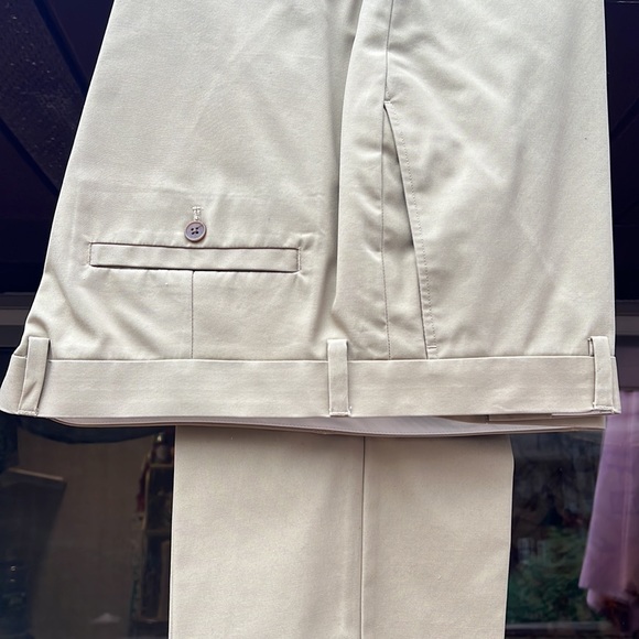 Alan Flusser Mens Khaki Golf Pants 40x30 100% cotton. Flat front straight leg. - Picture 2 of 11